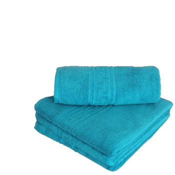 Set 4 prosoape bumbac 100% cu bordura greceasca 50x90cm/ 70x140cm, Family Pack Blue Set 4 prosoape bumbac 100% cu bordura greceasca 50x90cm/ 70x140cm, Family Pack Blue