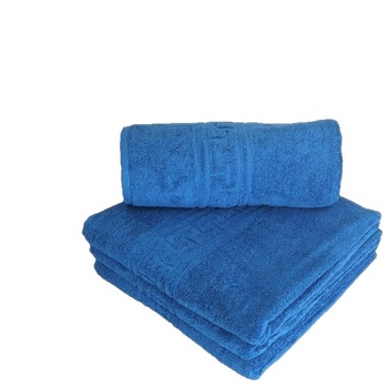 Set 4 prosoape bumbac 100% cu bordura greceasca 50x90cm/ 70x140cm, Family Pack Albastru Set 4 prosoape bumbac 100% cu bordura greceasca 50x90cm/ 70x140cm, Family Pack Albastru