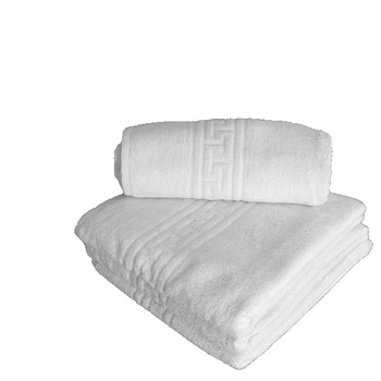 Set 4 prosoape bumbac 100% cu bordura greceasca 50x90cm/ 70x140cm, Family Pack Alb Set 4 prosoape bumbac 100% cu bordura greceasca 50x90cm/ 70x140cm, Family Pack Alb