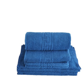 Set 4 prosoape bumbac 100% cu bordura greceasca 48x85cm/ 67x130cm, Economy Pack Albastru Set 4 prosoape bumbac 100% cu bordura greceasca 48x85cm/ 67x130cm, Economy Pack Albastru