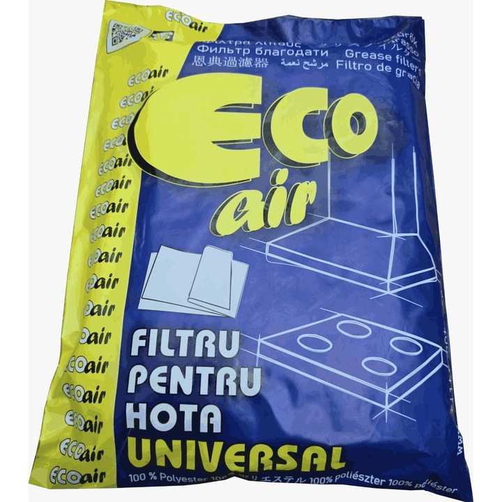 Set 5 bucati filtru pentru hota universal, ECOair, alb, 50x60 cm