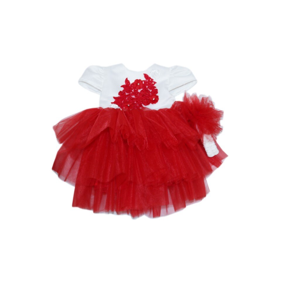 Rochita pentru botez, Alb-Rosu, 2 piese, dae6976