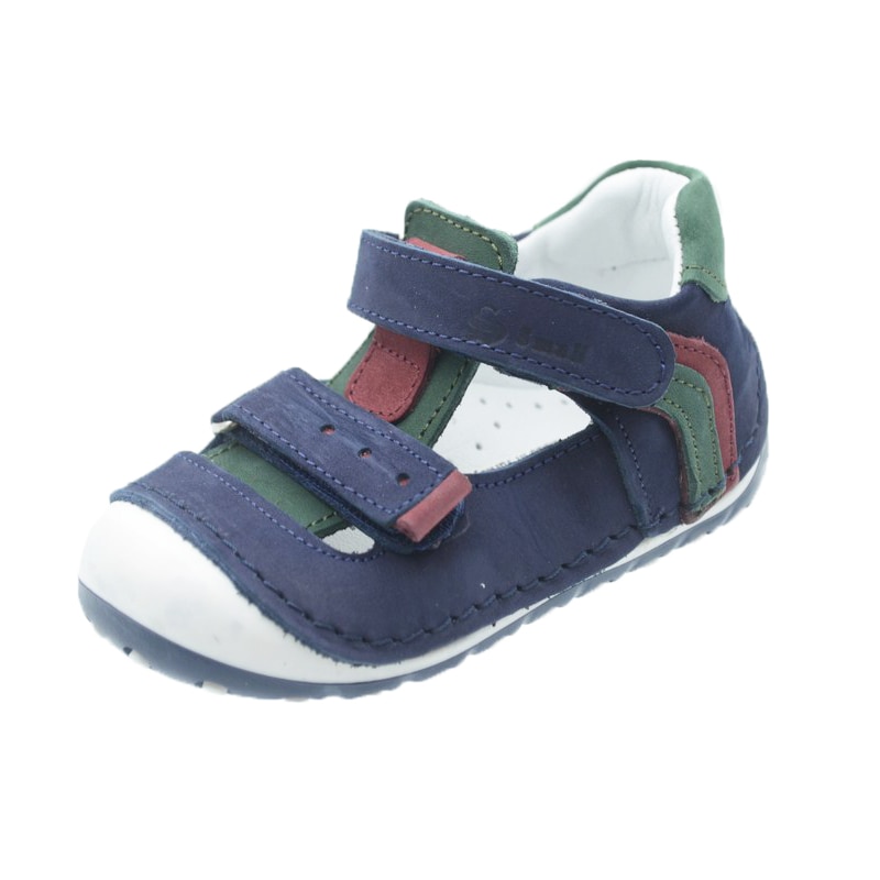 Sandale ortopedice din piele pentru baieti Small Foot SSMFF18, Bleumarin, 18