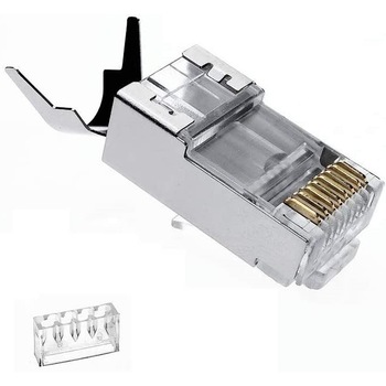 Set 30buc - Mufa RJ45 LanKATT ecranata pentru cabluri cat6/6a/7 cu fire groase 23AWG (pini suflati cu Aur 50microni) Set 30buc - Mufa RJ45 LanKATT ecranata pentru cabluri cat6/6a/7 cu fire groase 23AWG (pini suflati cu Aur 50microni)