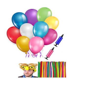 Set 85 Baloane multicolore din latex pentru modelaj + 2 Pompe manuale + 5 Suzete galagioase pentru petreceri, plaja si nisip AK4525 Set 85 Baloane multicolore din latex pentru modelaj + 2 Pompe manuale + 5 Suzete galagioase pentru petreceri, plaja si nisip AK4525