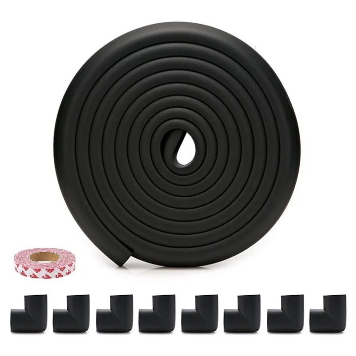 Banda protectie subtire, Empria, extra lunga 5 m cu 8 coltare incluse, 2.3x0.9x500 cm, Negru