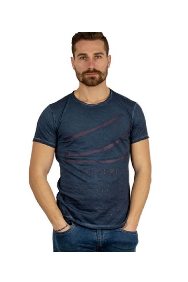 Tricou Coveri din Bumbac, stil Vintage, Albastru, XL