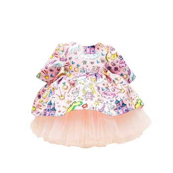 Rochita cu print unicorn, multicolor, Licurici, fetite, 9-12 luni Rochita cu print unicorn, multicolor, Licurici, fetite, 9-12 luni