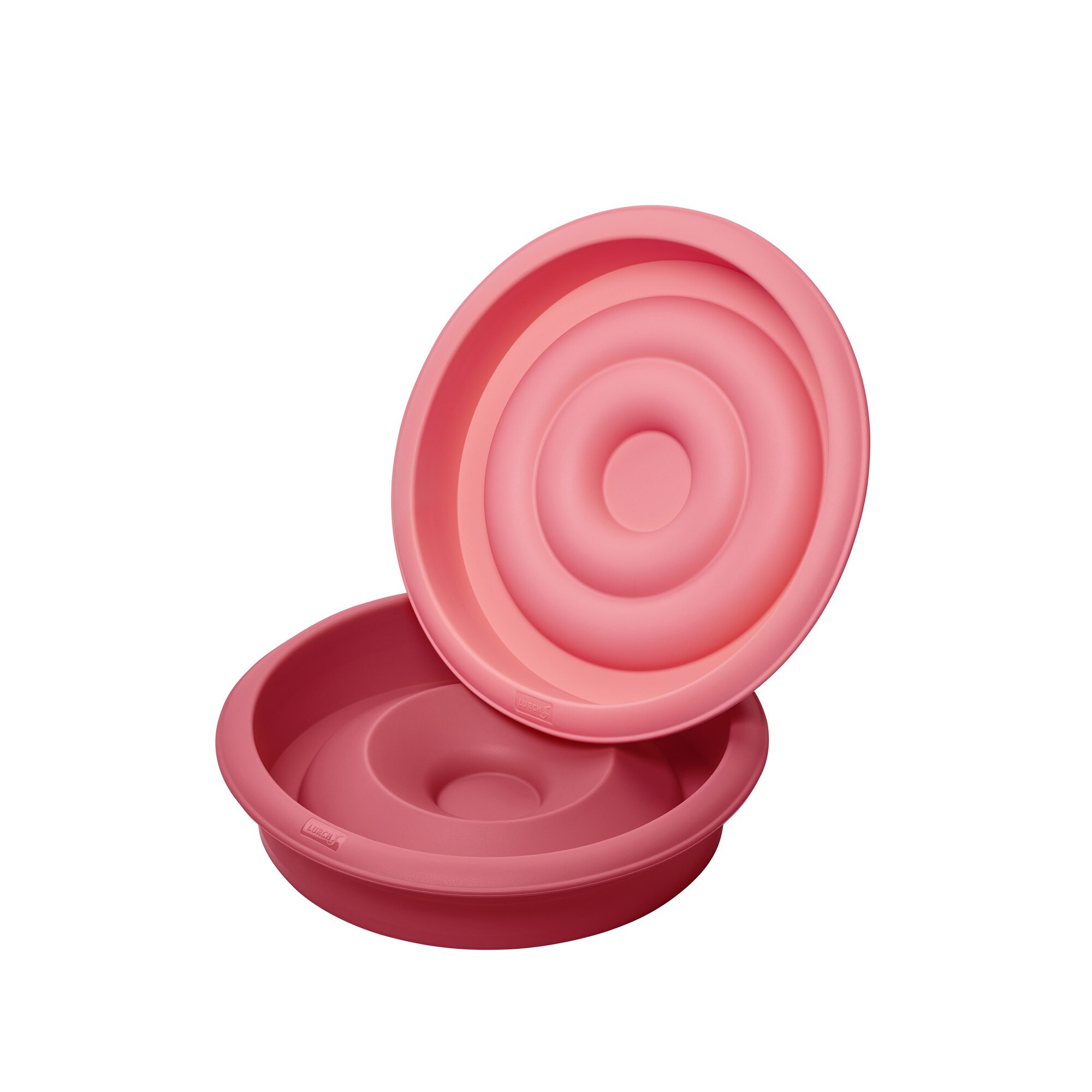 Set de 2 Tavi Rotunde de Copt Lurch Flexi Form din Silicon Platinum pentru Tort cu inimioare in interior, 21 x 8 cm, reteta inclusa