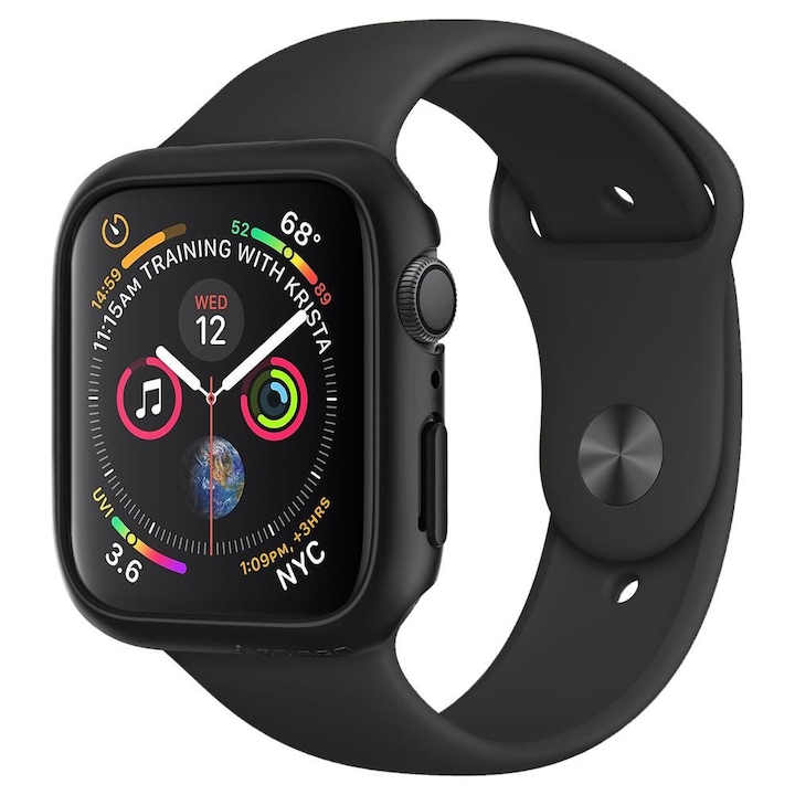 Carcasa Spigen Thin Fit compatibila cu Apple Watch 4/5/6/SE 44 mm Black