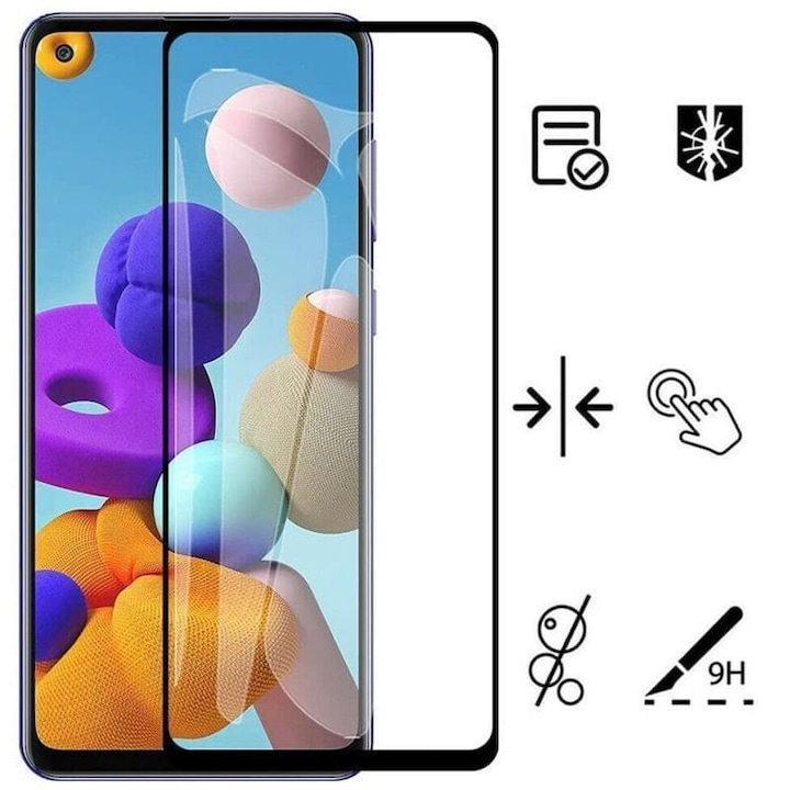 Folie Sticla Full Cover Premium pentru Huawei P40 Lite E, 5D, Full Glue, Negru