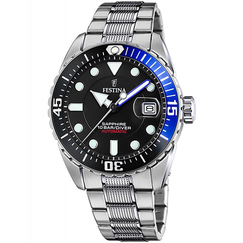 Ceas automatic F20480/3, Festina, 10ATM, Argintiu/Negru