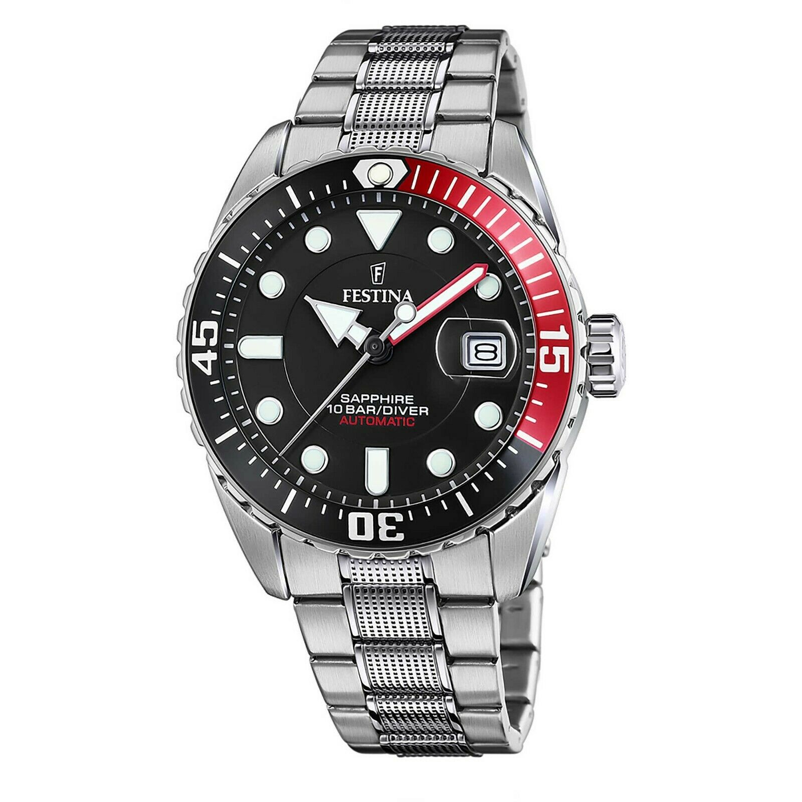 Ceas automatic F20480/4, Festina, 10ATM, Argintiu/Negru