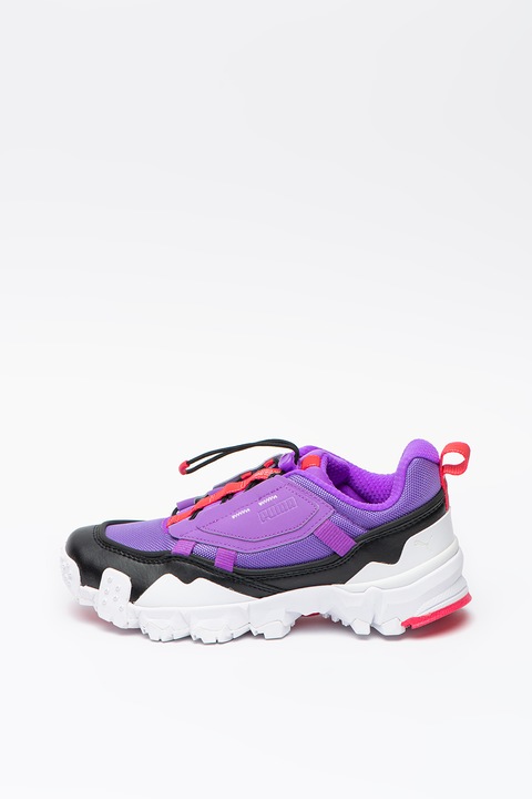 Puma, Pantofi sport masivi cu design colorblock Trailfox Overland, Violet ametist/Negru, 8