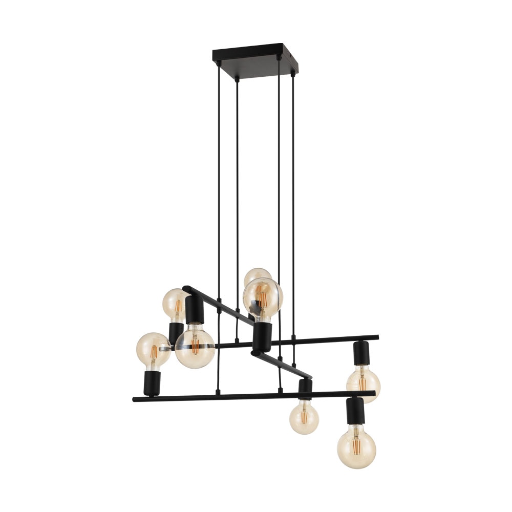 Pendul MEZZANA, EGLO, E27, 8x40W, otel, negru, 110 x 65 x 65 cm, inaltime reglabila