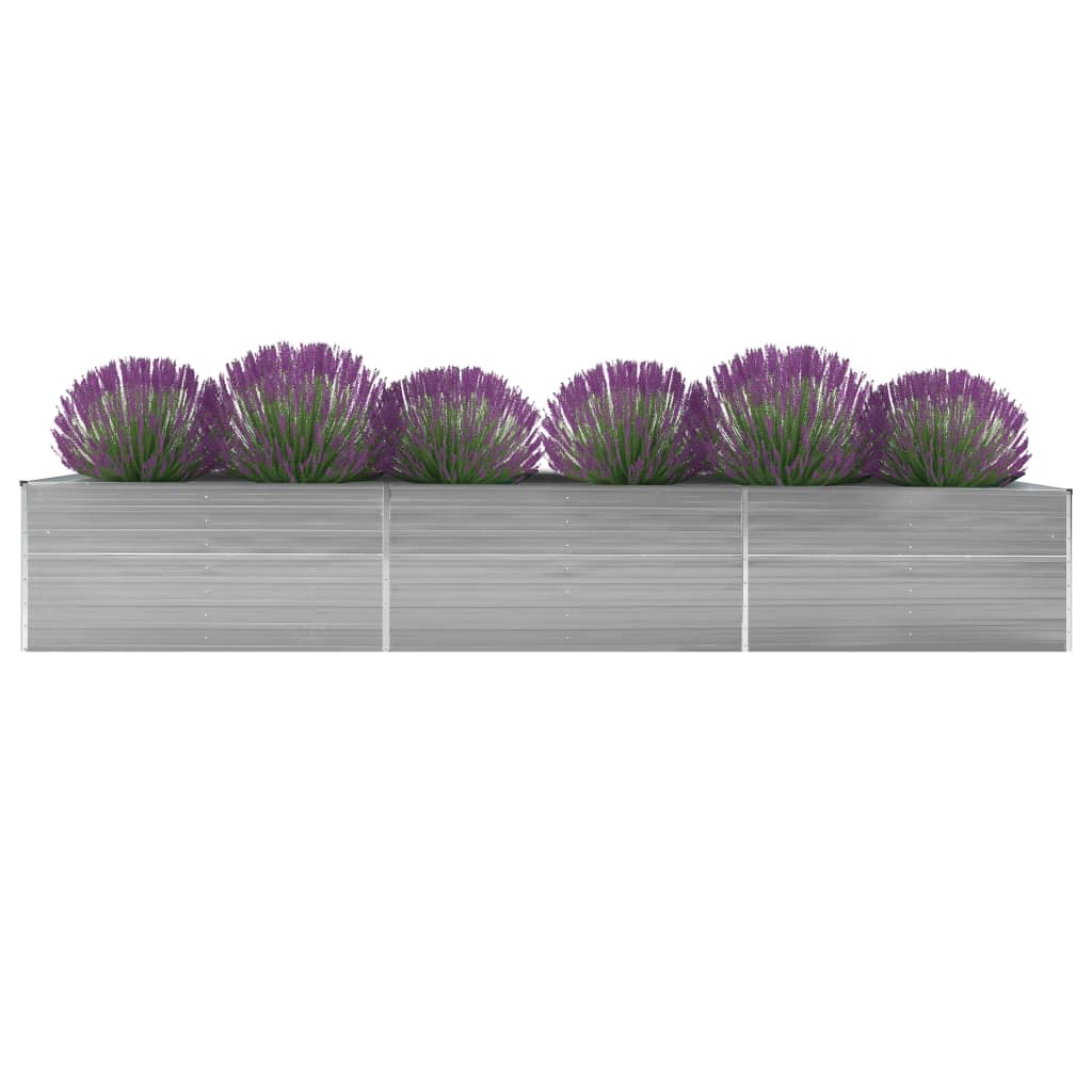 Jardiniera de gradina din otel galvanizat cu strat inalt, vidaXL, Otel, 480 x 80 x 77 cm, Gri