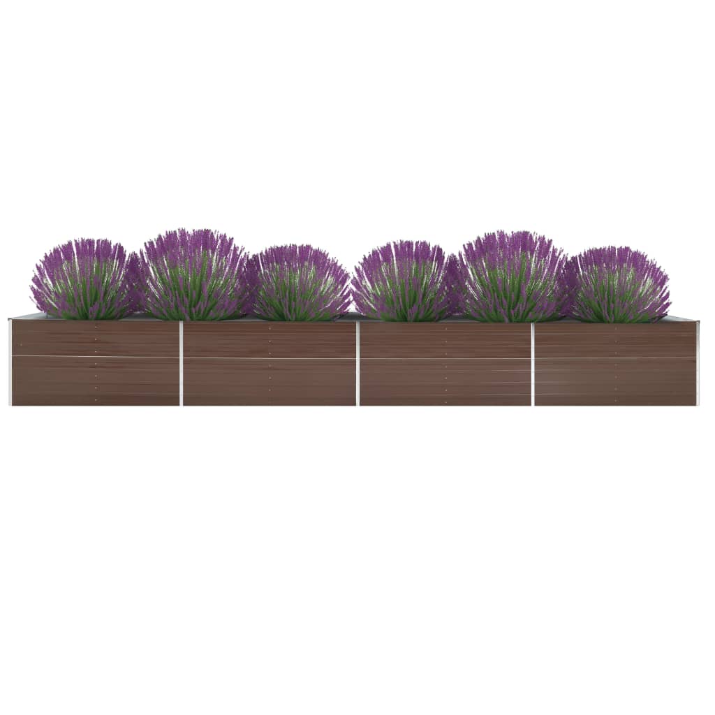 Jardiniera de gradina din otel galvanizat, vidaXL, Otel, 600 x 80 x 77 cm, Maro