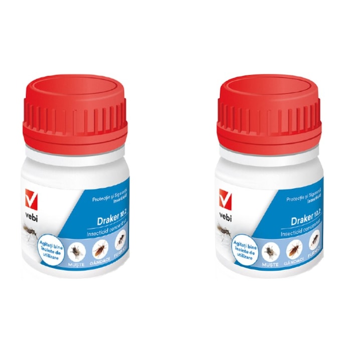 Set Insecticid profesional microincapsulat 2 x Draker 10.2 anti gandaci, muste, tantari, furnici, 50 ml