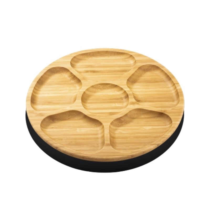 Platou rotund divizat bambus 33 cm