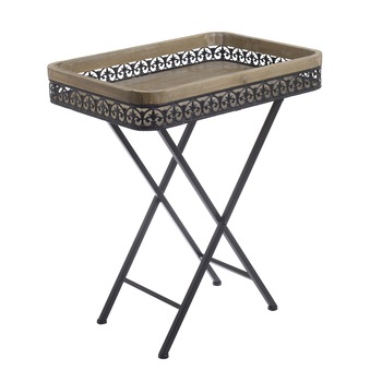 Tava cu suport pliant tip masuta,lemn si metal,58 cm Tava cu suport pliant tip masuta,lemn si metal,58 cm