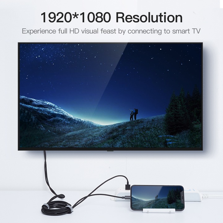 Cablu adaptor 8pin, la HDMI, Negru, 2 metri, Vention
