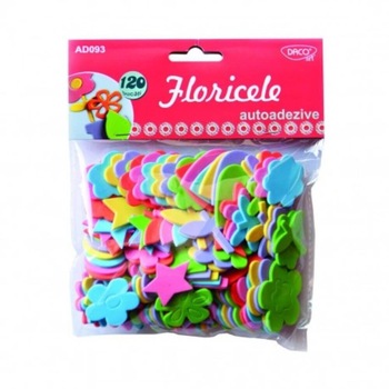 Flori Spuma Autoadeziva DACO, 120 Buc/Set, Model Floricele, Multicolor Flori Spuma Autoadeziva DACO, 120 Buc/Set, Model Floricele, Multicolor