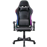 Scaun gaming cu RGB led , functie sezlong, spatar rabatabil pana la 180 grade, Negru
