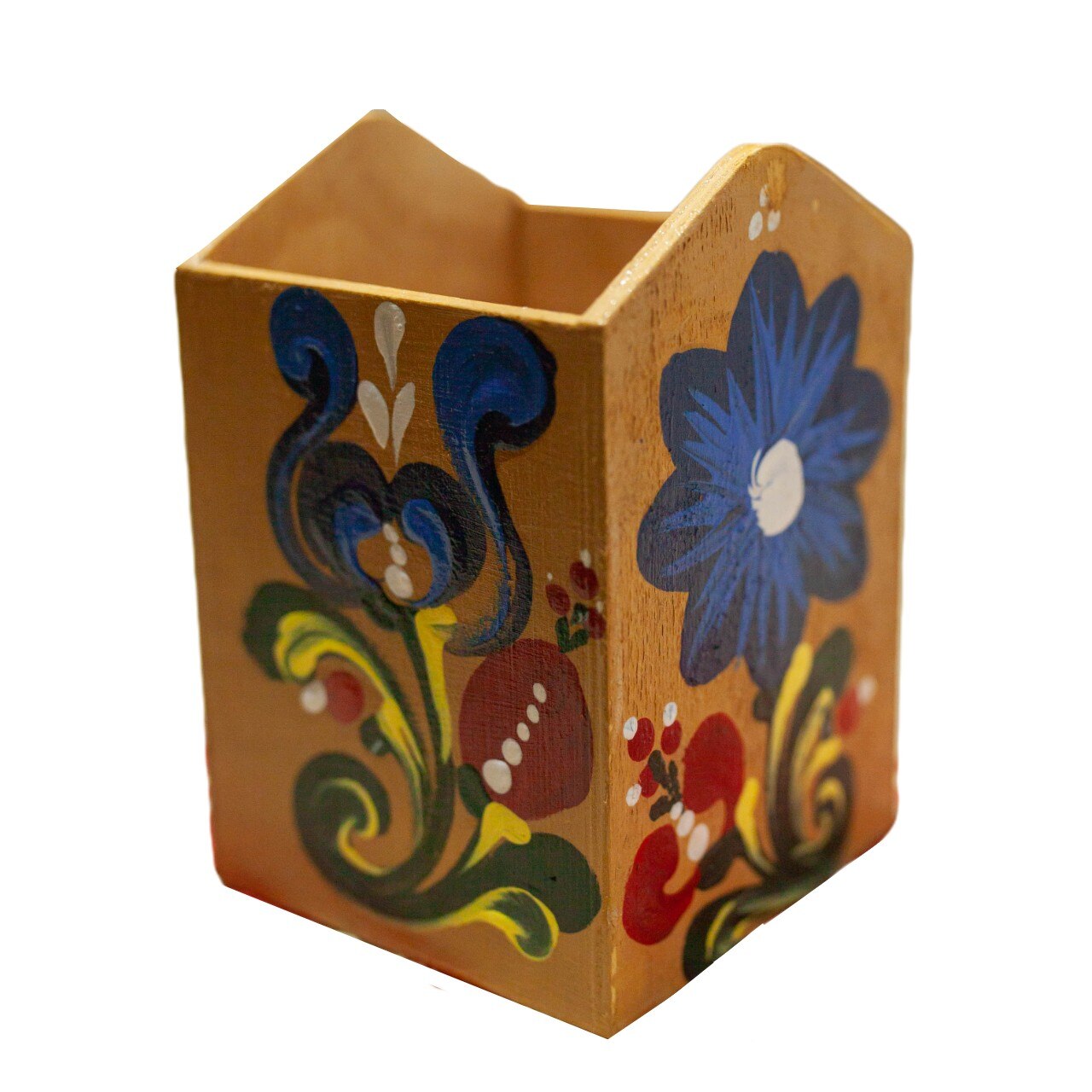 Suport creioane, Gifty, MS-035, cu model floral, Galben