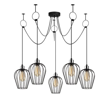 Candelabru Pandativ cu 5 Becuri , Lungime Reglabila, 5xE27 Candelabru Pandativ cu 5 Becuri , Lungime Reglabila, 5xE27