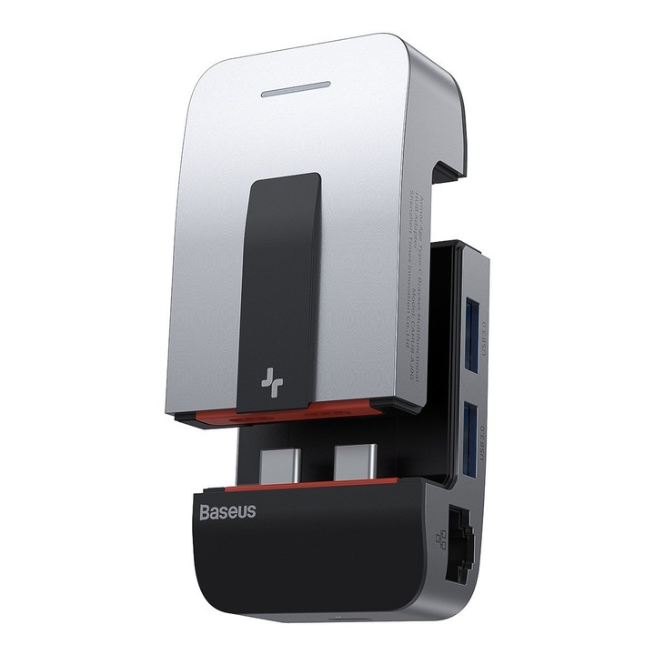 Baseus HUB Armor Age (Type-C bemenetről 3xUSB3.0 + HDMI 4K + RJ45 + 3xType-C + 3.5 Audio) szürke (CA