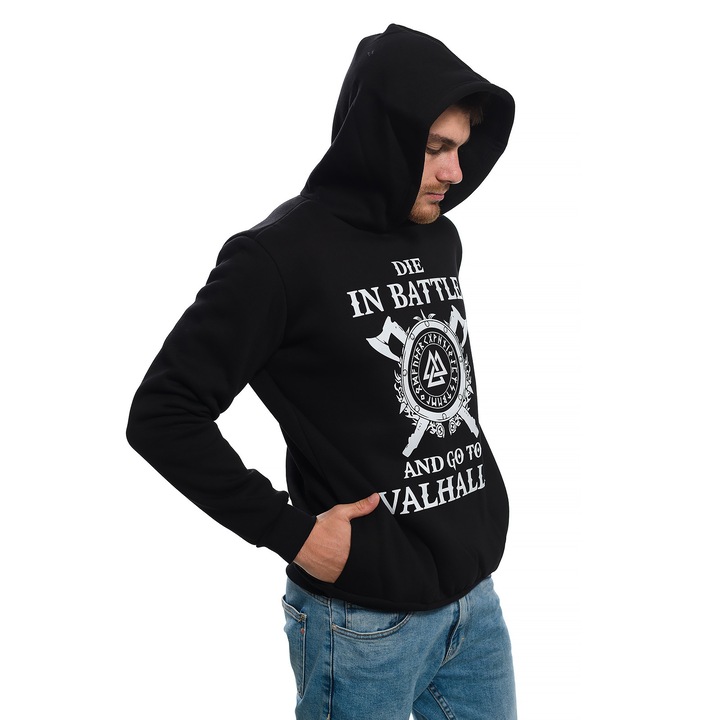 Férfi Printex pulóver, Vikings, VALHALLA, Fekete