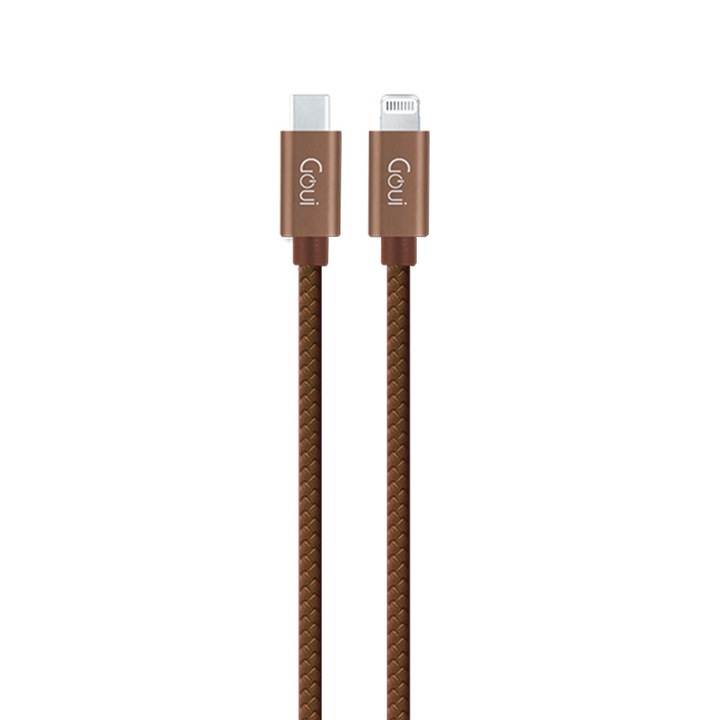 Goui Fashion G-FASHIONC94BR Adatkábel, USB Type-C - Lightning, 1m, Barna