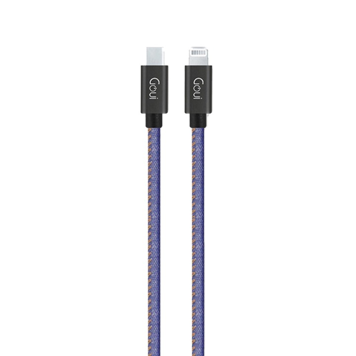 Goui Fashion G-FASHIONC94JB Adatkábel, USB Type-C - Lightning, 1m, Sötétkék