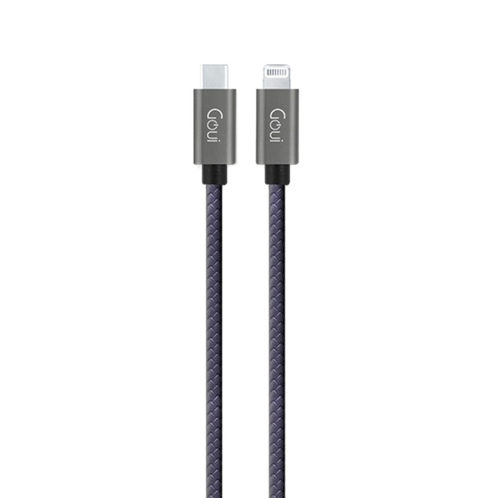 Кабел за данни Goui, USB Type C - Lightning, Fashion G-FASHIONC94BK, 1 м, Черен