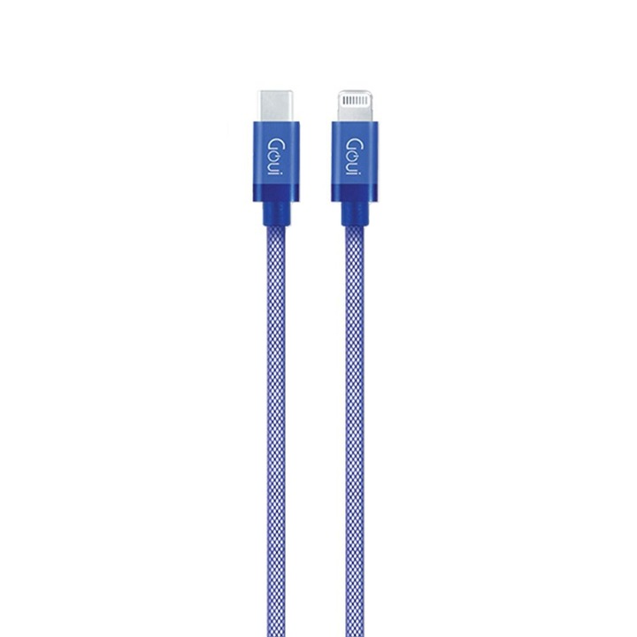 Кабел за данни Goui, USB Type C - Lightning, Metallic G-METALLICC94-B, 1 м, Син