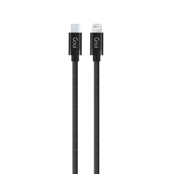 Goui Metallic G-METALLICC94BK Adatkábel, USB Type-C - Lightning, 1m, Fekete