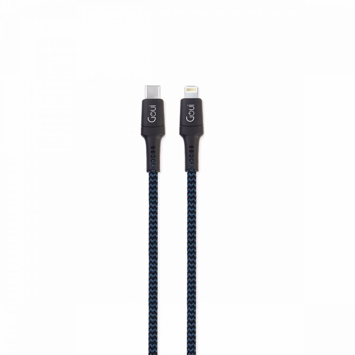 Кабел за данни Goui, USB Type C - Lightning, Tough G-TOUGHC94-DB, 1.5 м, Син/Черен