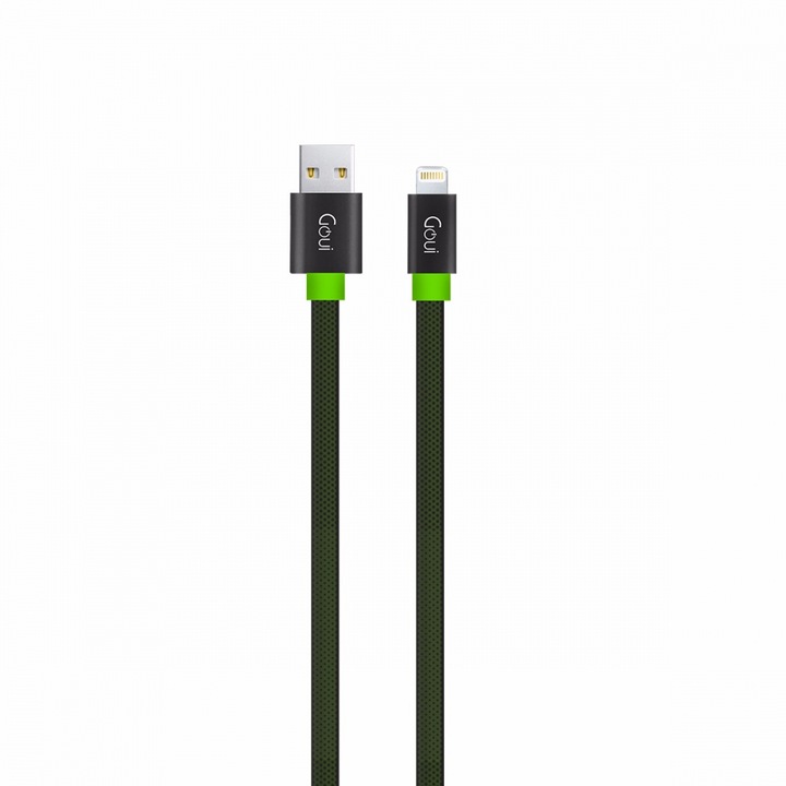 Кабел за данни Goui, USB - Lightning, Fashion Flat G-LC8PINFBF-K, 1 м, Черен