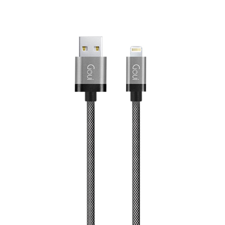 Кабел за данни Goui, USB - Lightning, Metallic G-LC8PIN-02S, 1 м, Сив