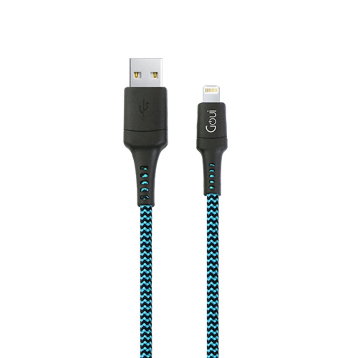 Кабел за данни Goui, USB - Lightning, Tough G-LC15-8PINB, 1.5 м, Син
