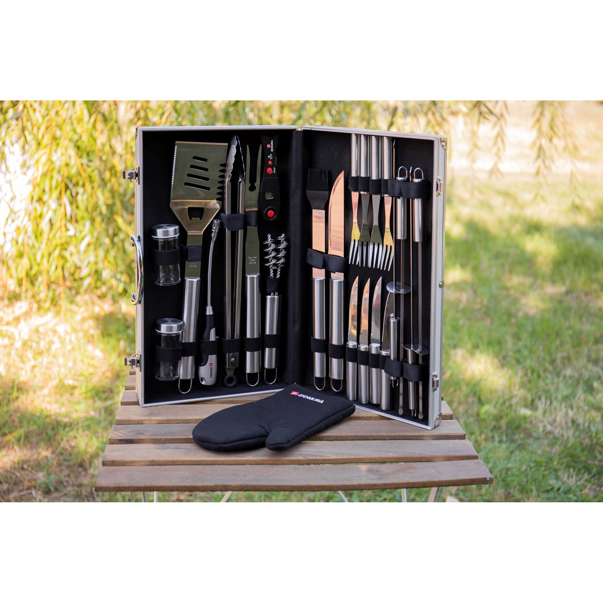 Set 24 piese pentru gratar, inox - Zokura - eMAG.ro