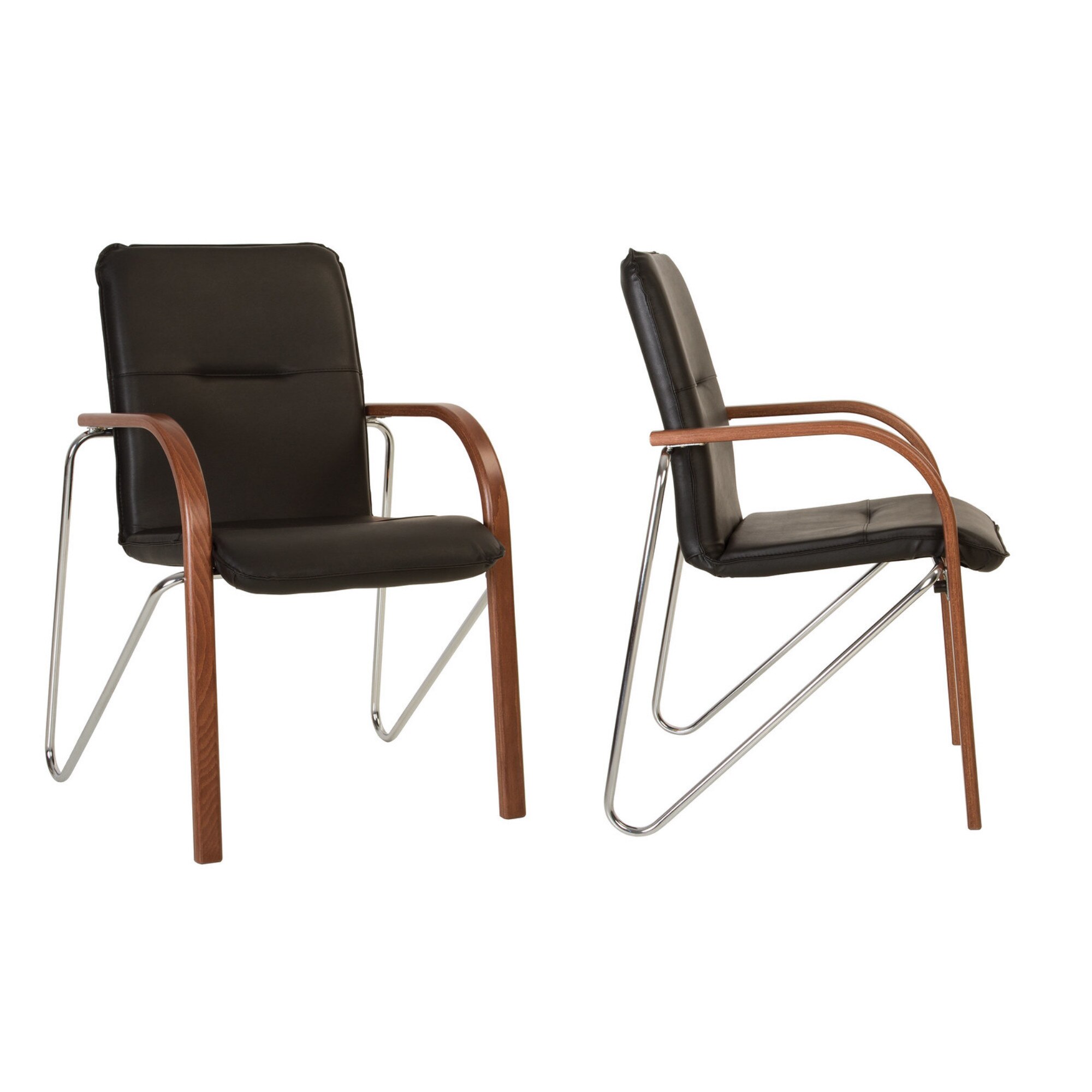 Set 2 scaune vizitator SALSA, piele ecologica, Negru