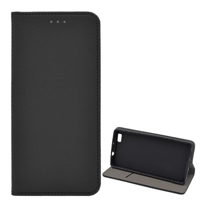 Gigapack Álló Bőr Tok Huawei P9 Lite (2017) Készülékhez, Fekete