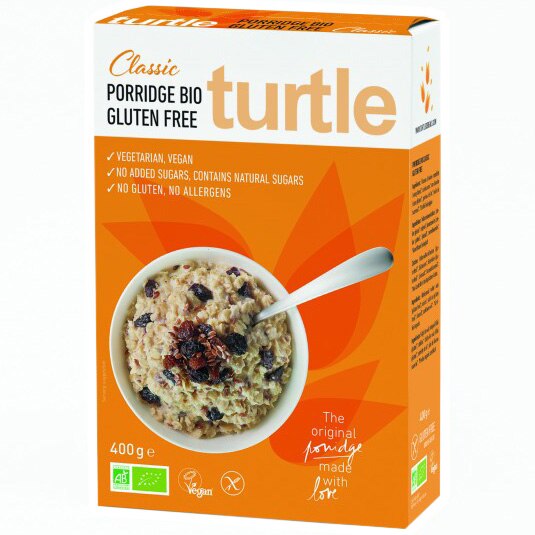 Fulgi de ovaz BIO cu stafide si seminte de in Turtle, 400g
