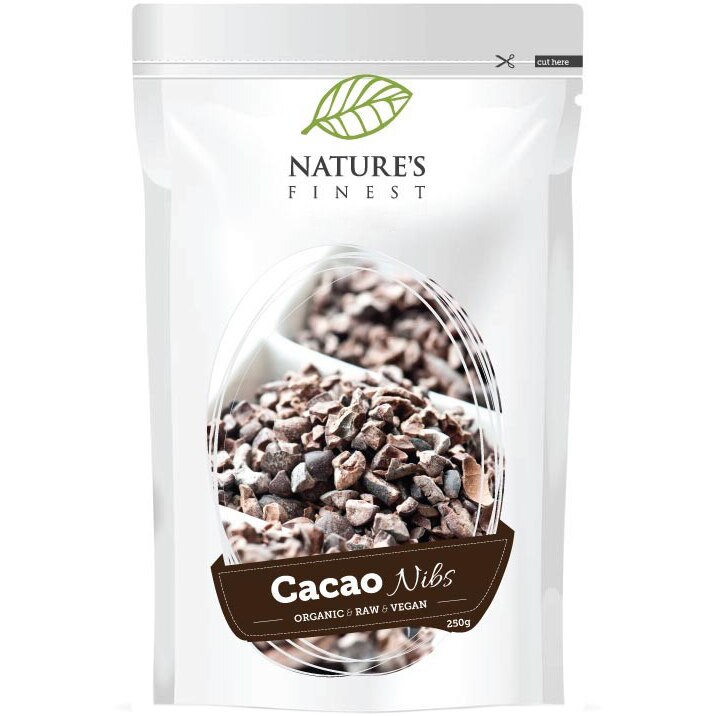 Boabe ECO de cacao nibs Nature`s Finest, 250g