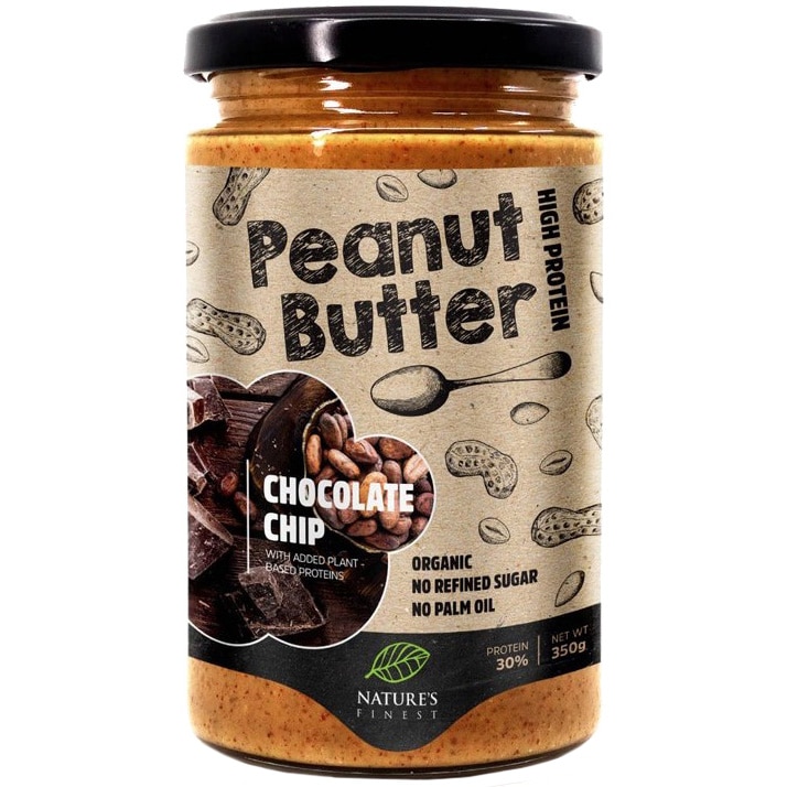 Unt ECO de arahide cu fulgi de ciocolata Nature`s Finest, 350g