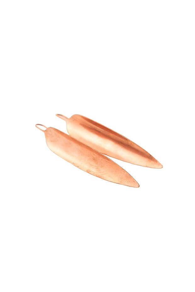 Cercei frunza, Mbq, cupru, 5-7 cm