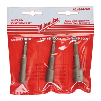 Set de 3 chei tubulare, 6, 8, 10mm cu prindere 1/4 hex, Milwaukee Set de 3 chei tubulare, 6, 8, 10mm cu prindere 1/4 hex, Milwaukee