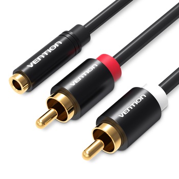 Cablu audio de 3,5 mm la 2 cabluri audio RCA ,3.5 mm Aux mama pentru 2 x RCA , 1.5 metri, Vention Cablu audio de 3,5 mm la 2 cabluri audio RCA ,3.5 mm Aux mama pentru 2 x RCA , 1.5 metri, Vention