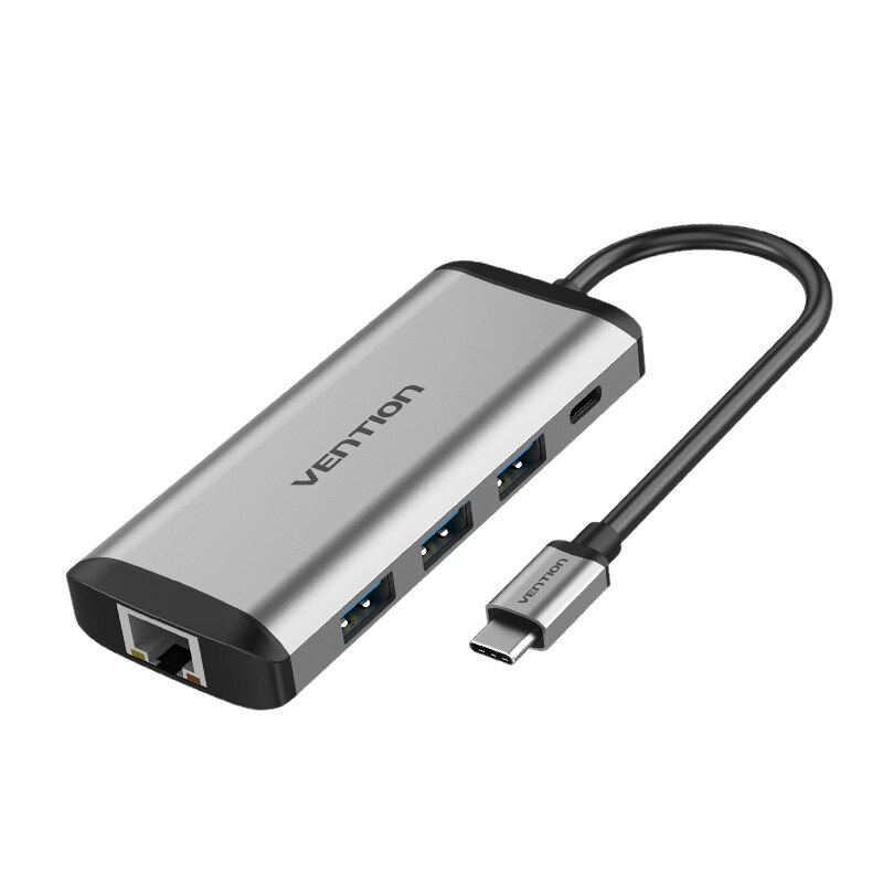 Hub cu port de incarcare HDMI , USB3.0 , Ethernet , TF , SD , PD, USB tip C, Vention
